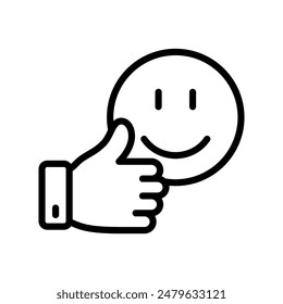 like and smile feedback icon line vector design illustration template in trendy style