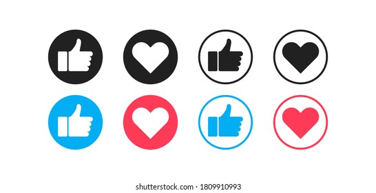Like social media vector icon. Thumb up and heart button for web design.