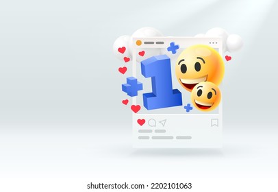 Like in social network, emotions of the event, icons happy banner. Vector illustration