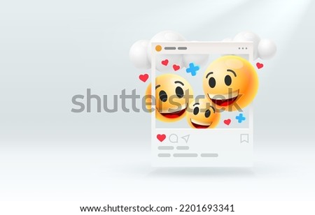 Like in social network, emotions of the event, icons happy banner. Vector illustration