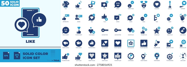 Like Solid Color Editable Icons set
