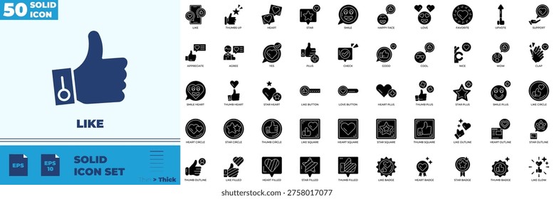 Like Solid Editable Icons set