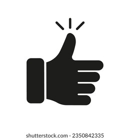 Like Solid Sign. Approve, Confirm, Accept, Verify Symbol. Finger Up Gesture, Good, Best Gesture Sign in Social Media Silhouette Icon. Thumb Up Glyph Pictogram. Isolated Vector Illustration.