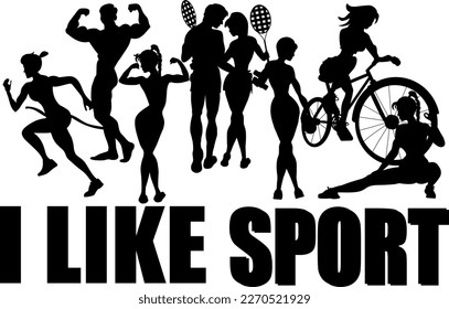 I like sport All the colors of the rainbow. Red, orange, yellow, green, blue, indigo, violet. Silhouette