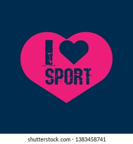 i like sport  -  T-shirt print, graphic for t-shirt. Slogan for t-shirt, poster, banner, postcard, flyer. Elements for design.Tee Design For Printing