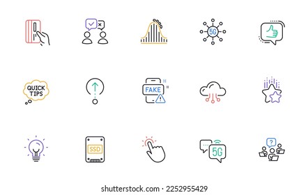 Like, Ssd and People voting line icons for website, printing. Collection of Payment card, Ranking stars, Energy icons. Swipe up, Cloud computing, 5g internet web elements. Quick tips. Vector