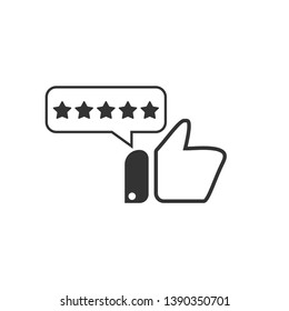 Like with star rating icon in simple design. Vector illustration