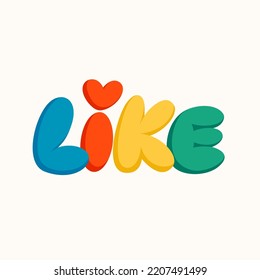 Like sticker for a social media, making a blog or vlog vector flat illustration. Set of cartoon icons for making internet content