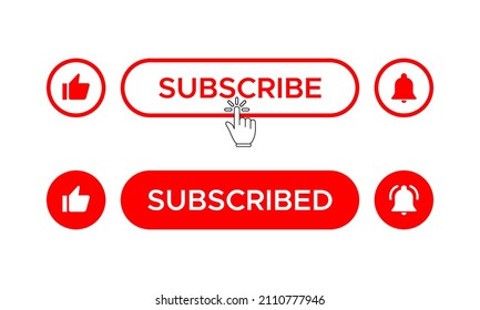 Like, Subscribe, and Bell Icon Vector. Elements for Promote Channel Subscriptions