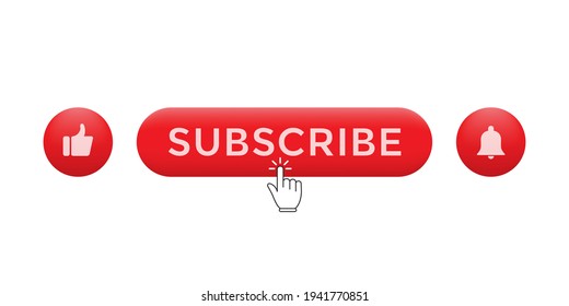 botón Me gusta y Suscribir. Iconos de suscripción de canales modernos
