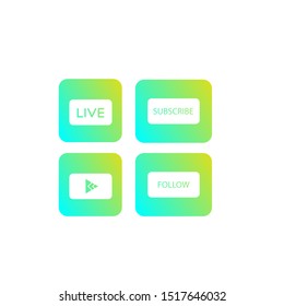 	
Like, subscribe, and follow for watching icon button illustration.