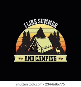 I LIKE SUMMAR AND CAMPAING, Creative summer t-shirt design
 