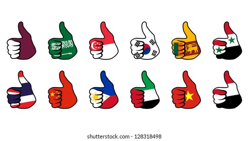 like symbol with flag of asian countries