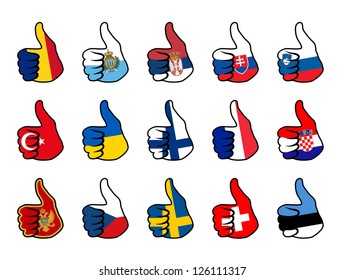 like symbol with flag of europe countries