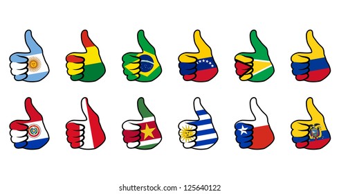 like symbol with flag of south america countries
