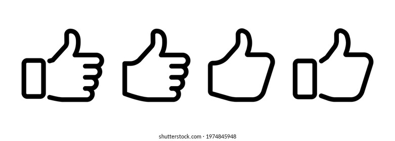 Like symbol. Hand with thumb up. Vector illustration in outline style