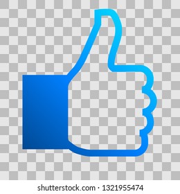 Like symbol icon - blue gradient outline, isolated - vector illustration