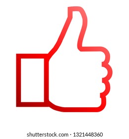 Like symbol icon - red gradient outline, isolated - vector illustration