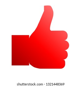 Like symbol icon - red gradient, isolated - vector illustration