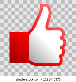 Like symbol icon - red gradient outline, isolated - vector illustration