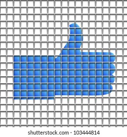 "Like" symbol  on blocks structure background. Vector eps10