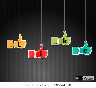 Like symbol, thumb up applique, vector illustration eps10