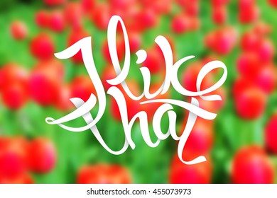 I like that inscription. Blurred background. Vector illustration
