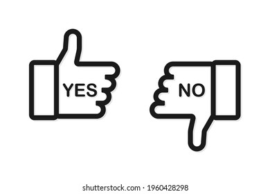 Like. Thumb up and down. Yes or No. Thumb up vector icon. Concept thumbs up and down. Vector Like and dislike. Vector illustration