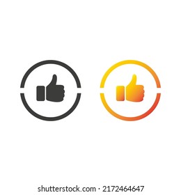 Like or thumb up flat icon, in solid and gradient color
