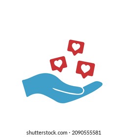 Como o el pulgar hacia arriba y vectores de corazón iconos modernos.