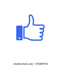 Like thumb icon abstract flat style vector illustration isolated on white background. Finger up sign flat design