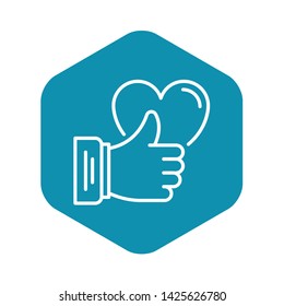 Like thumb up icon. Outline like thumb up vector icon for web design isolated on white background