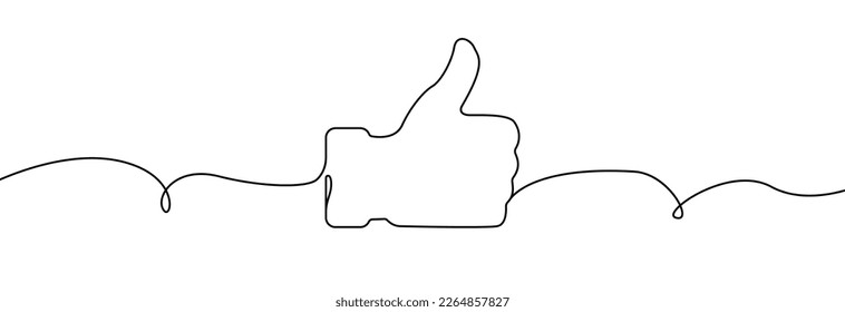 Like or thumb up one line drawing.Thumb up continuous line .Hand showing like symbol.