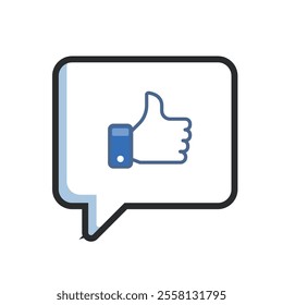 like thumb sign chat bubble with outline in flat vector design