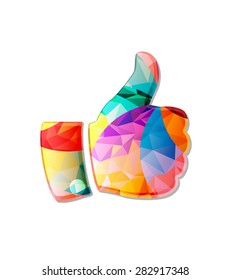 I like, thumb up.Vector colorful icon.