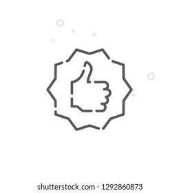 Like, Thumb Up Vector Line Icon. Vote Symbol, Pictogram, Sign. Light Abstract Geometric Background. Editable Stroke. Adjust Line Weight. Design with Pixel Perfection.