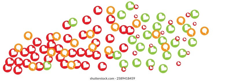 Like and thumbs up icons falling on transparent background. Live stream, video chat. 3d social network symbol. Counter notification icons. Social media elements. Emoji reactions. Vector illustration.