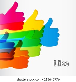 Like and Thumbs Up symbol. Abstract background.  Vector illustration.