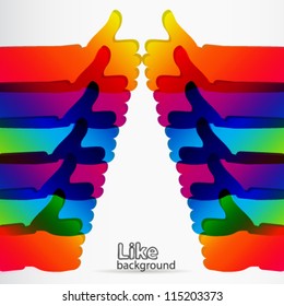 Like and Thumbs Up symbol. Abstract background.  Vector illustration.