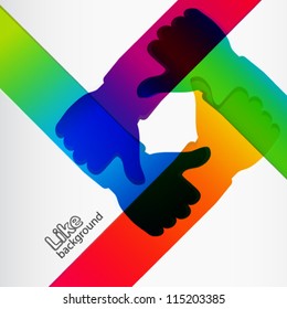 Like and Thumbs Up symbol. Abstract background.  Vector illustration.