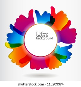 Like and Thumbs Up symbol. Abstract background.  Vector illustration.