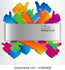 Like and Thumbs Up symbol. Abstract background.  Vector illustration.