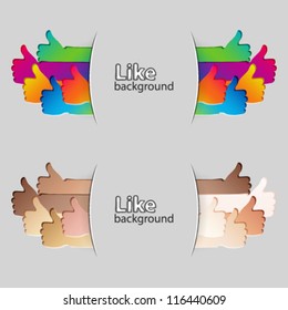 Like and Thumbs Up symbol. Abstract background.  Vector illustration.