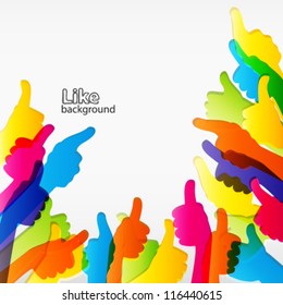 Like and Thumbs Up symbol. Abstract background.  Vector illustration.