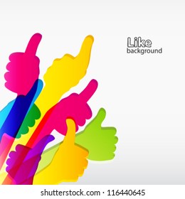 Like and Thumbs Up symbol. Abstract background.  Vector illustration.