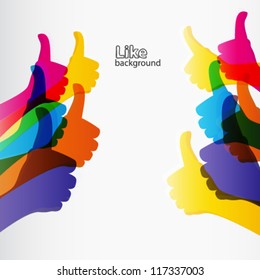 Like and Thumbs Up symbol. Abstract background.  Vector illustration.