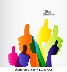 Like and Thumbs Up symbol. Abstract background.  Vector illustration.