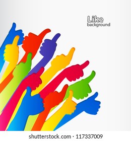 Like and Thumbs Up symbol. Abstract background.  Vector illustration.