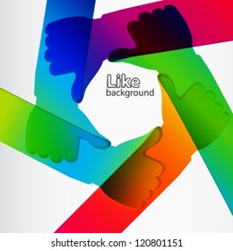 Like and Thumbs Up symbol. Abstract background.  Vector illustration.
