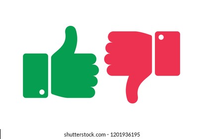 Like unlike buttons. Thumbs up and down isolated icons. Yes and no fingers, button positive negative nope marks. Accept and dislike social media feedback vector symbols